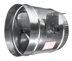 Close-up of an electrical duct fan, showing its metal construction and internal blades, designed for ventilation in Seattle, WA, systems.